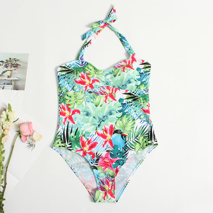 Women's Swimwear One-Piece with Cute Tropical Pattern Mune Fashion