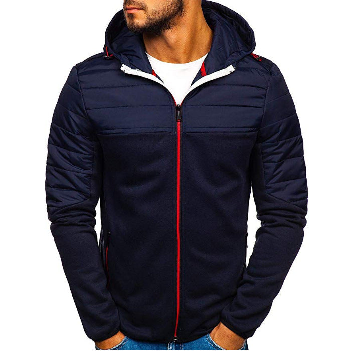 Men's padded hooded zip cardigan with padded shoulder section and zip pockets Mune Fashion
