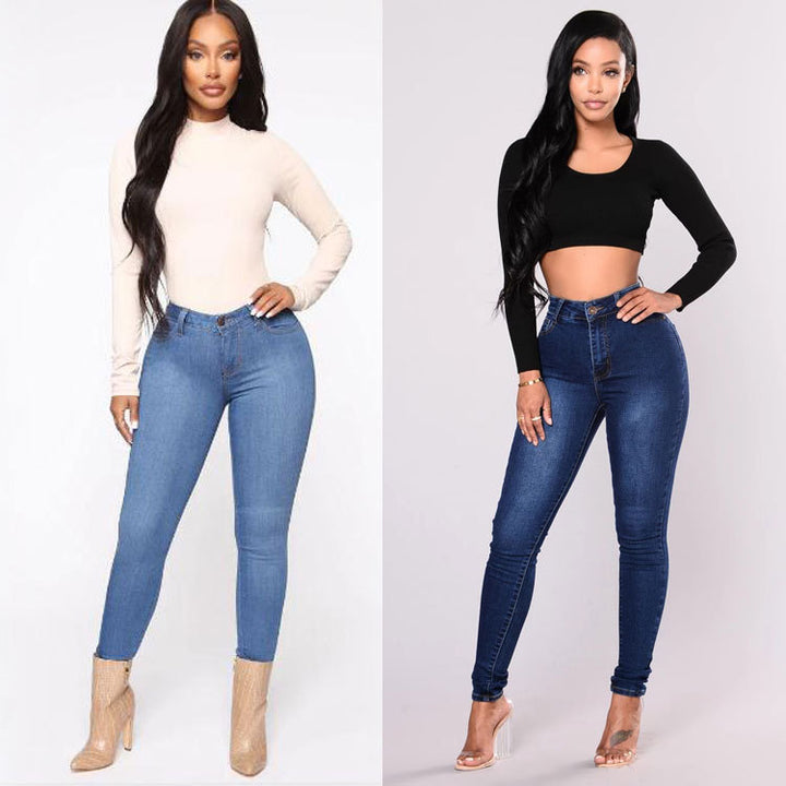 Ladies High-Rise Sculpting Skinny Jeans with Shaping Hip Lift Mune Fashion