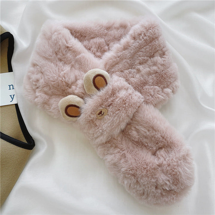 Fluffy faux fur cross scarf