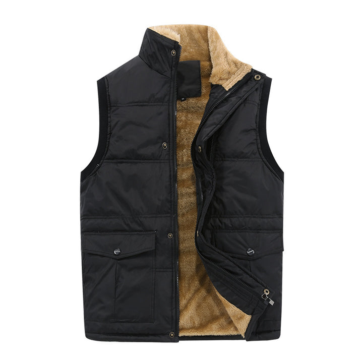 Men's Padded Quilted Vest with Teddy Lining, High Stand Collar and Multi-Pockets Mune Fashion