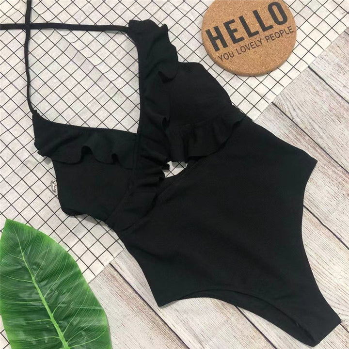 Women One-Sided Swimsuit with Flattering Ruffle Mune Fashion