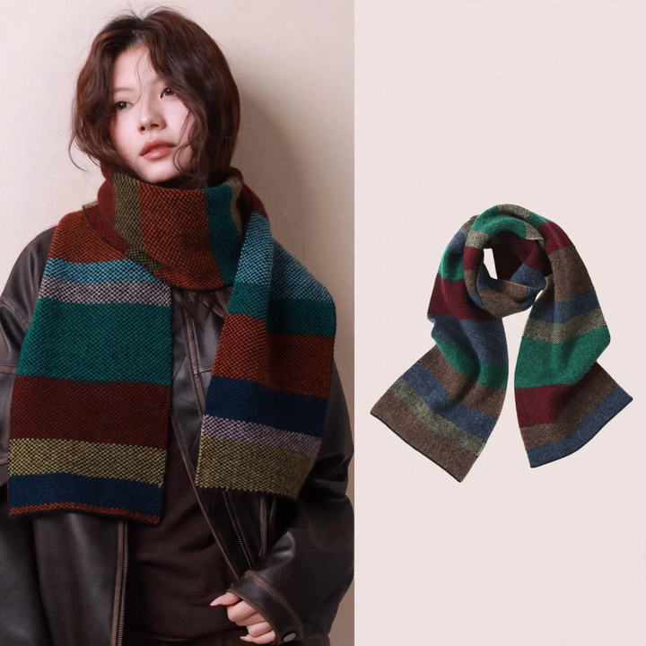 Rainbow stripe scarf, 160x20 cm