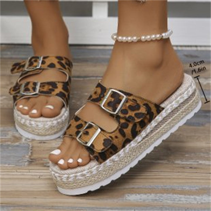 Mune | Sandals with Double Buckle and Leopard Print