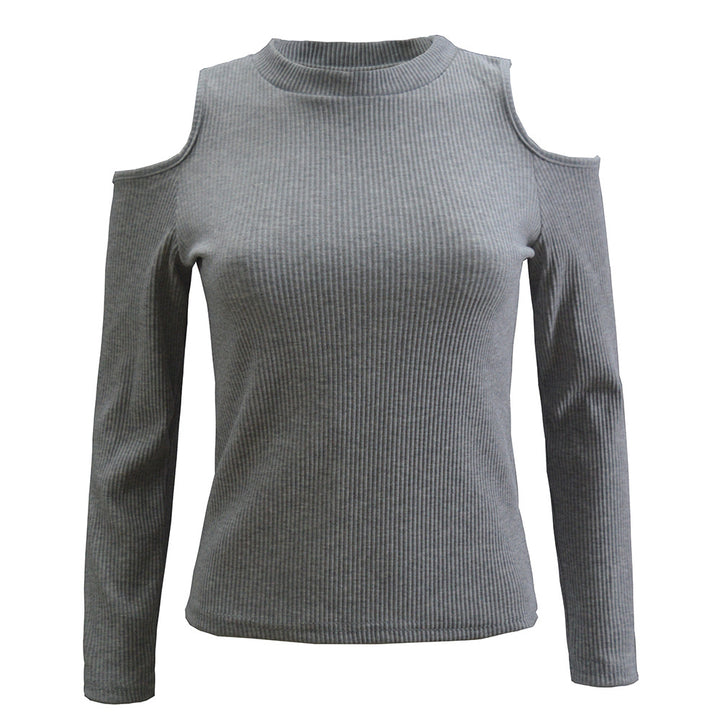 Women's ribbed top with stand-up collar, cut-out shoulders & tailored fit Mune Fashion