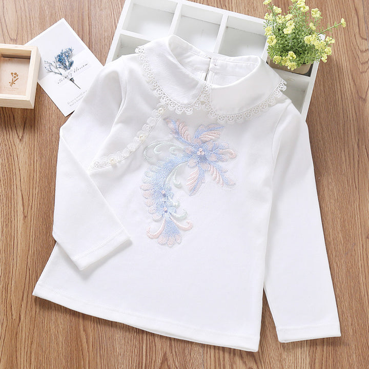 Girls fashionable sweatshirt with elegant lace trim Mune Fashion