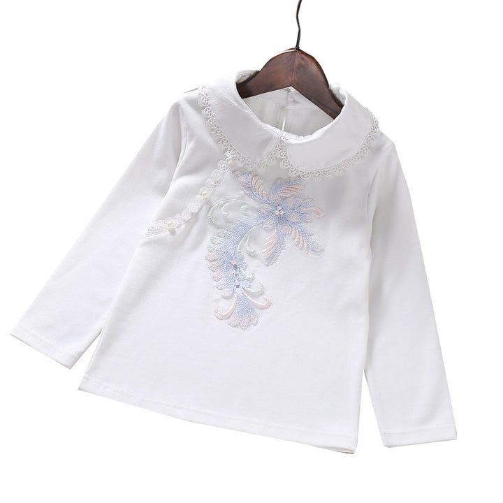 Girls fashionable sweatshirt with elegant lace trim Mune Fashion