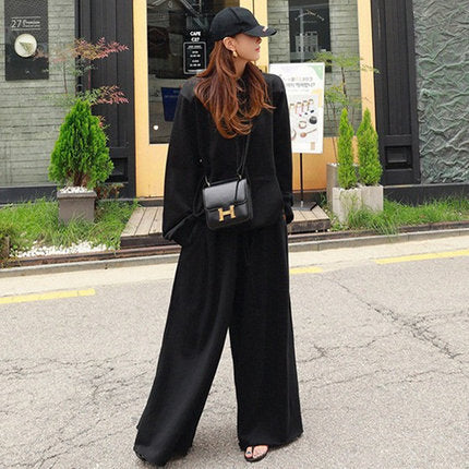 Women Wide Lounge Pants in Palazzo Cut with Drawstring and Soft Fleece Mune Fashion