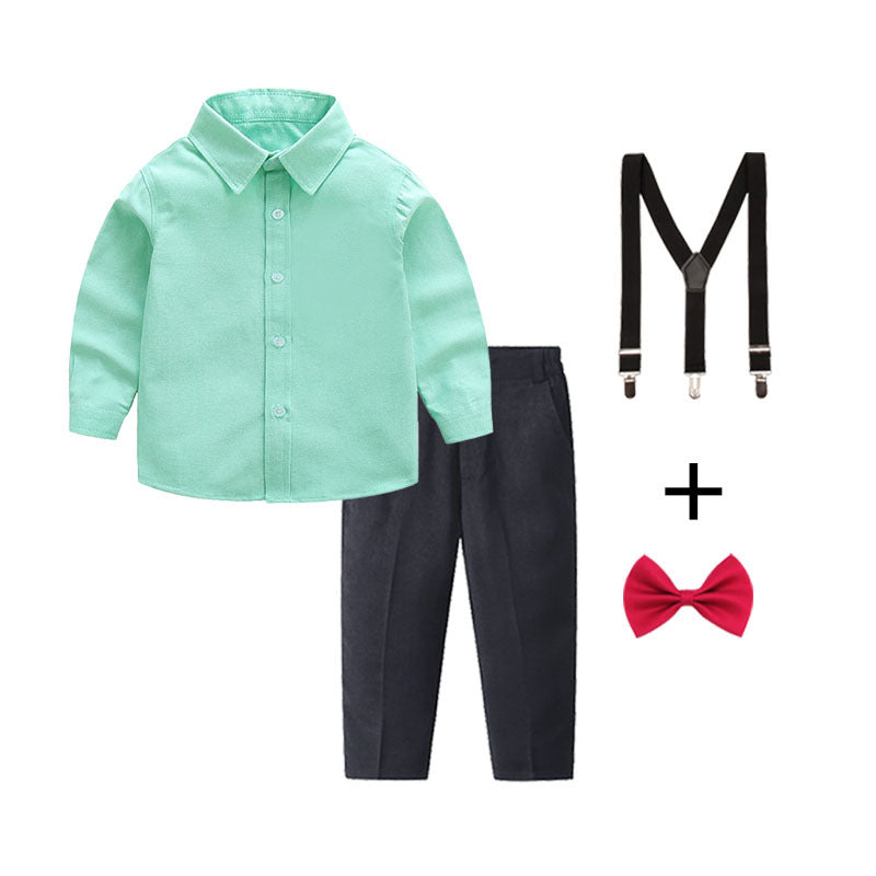 Women elegant outfit set with shirt, pants, suspenders and tie Mune Fashion