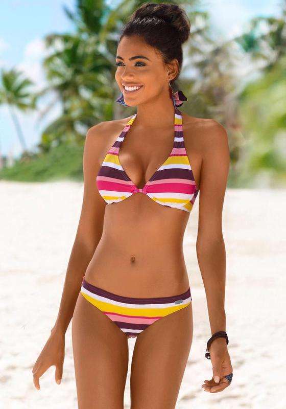 Women's triangle bikini set with trendy stripe design Mune Fashion