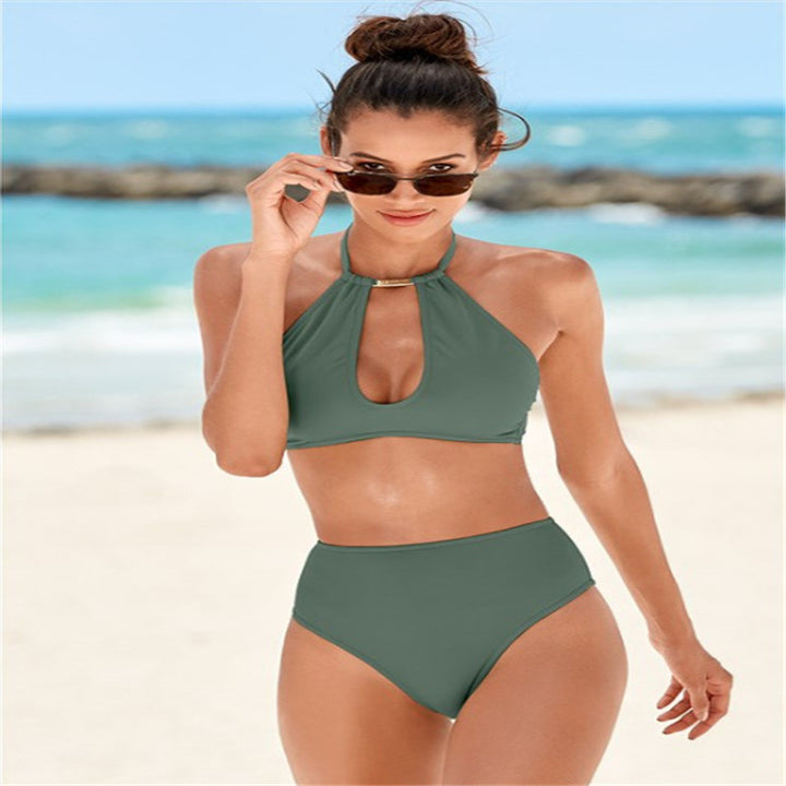 Women's High-Cut Bikini with Elegant Halter Design Mune Fashion
