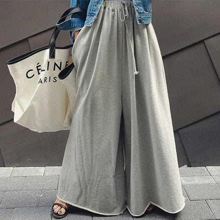 Women Wide Lounge Pants in Palazzo Cut with Drawstring and Soft Fleece Mune Fashion