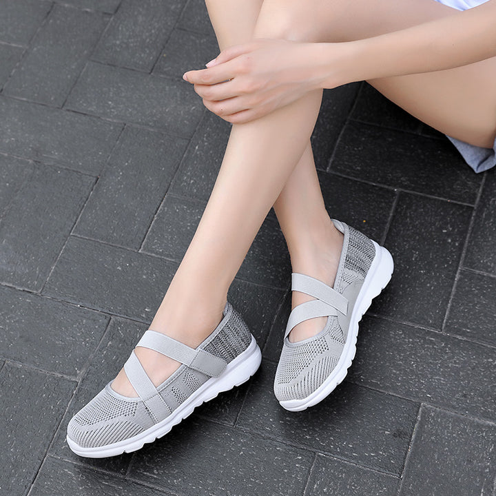 Women's breathable knitted ballerinas with adjustable Velcro closure and cushioning outsole Mune Fashion