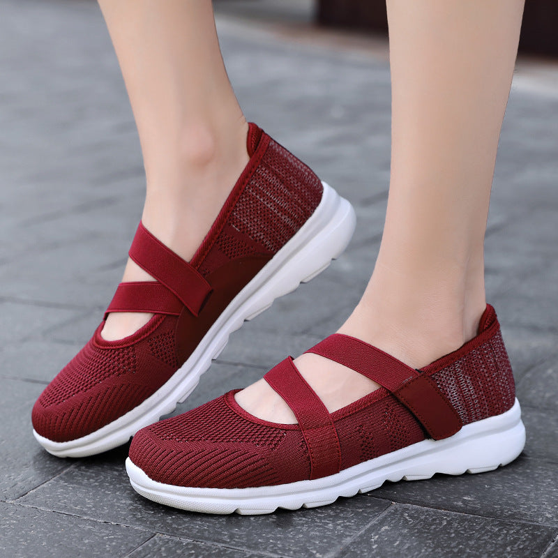 Women's breathable knitted ballerinas with adjustable Velcro closure and cushioning outsole Mune Fashion