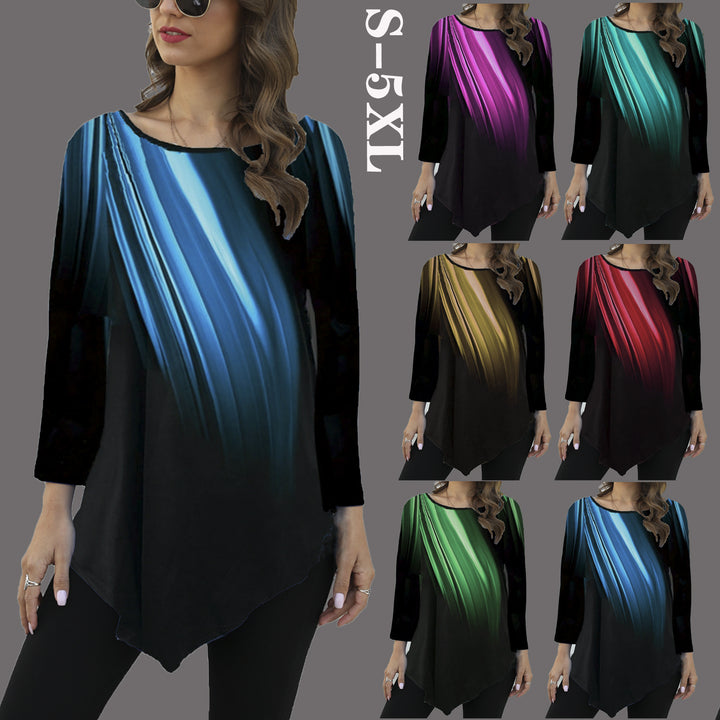 Women's asymmetrical tunic with pointed hem and abstract gradient print Mune Fashion