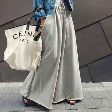 Women Wide Lounge Pants in Palazzo Cut with Drawstring and Soft Fleece Mune Fashion
