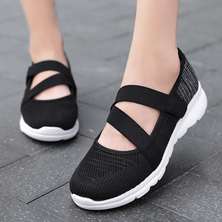 Women's breathable knitted ballerinas with adjustable Velcro closure and cushioning outsole Mune Fashion