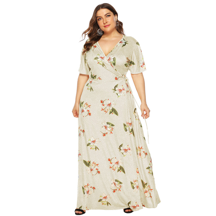 Women's maxi dress with elegant flutter sleeves and deep V-neck Mune Fashion