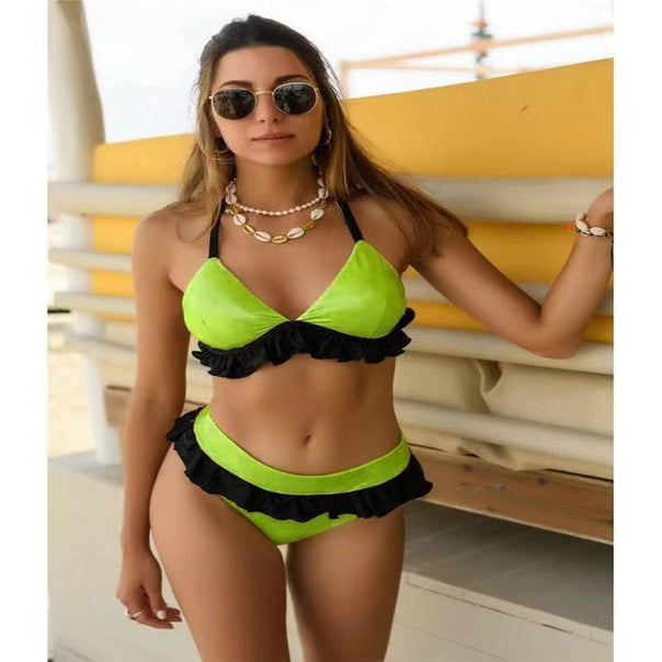 Ladies Refined Triangle Bikini Set with Ruffles Mune Fashion