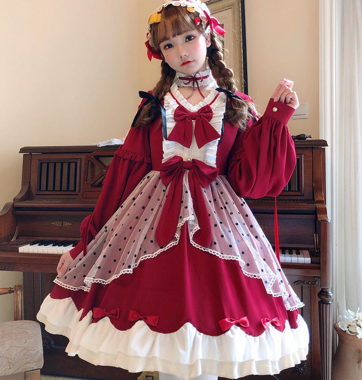 Women's Lolita dress with fancy ruffle details and bows Mune Fashion