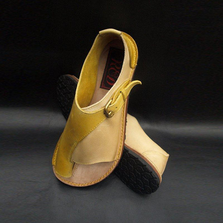 Men's handmade leather sandals with open toe adjustable buckle closure and cushioned comfort insole Mune Fashion