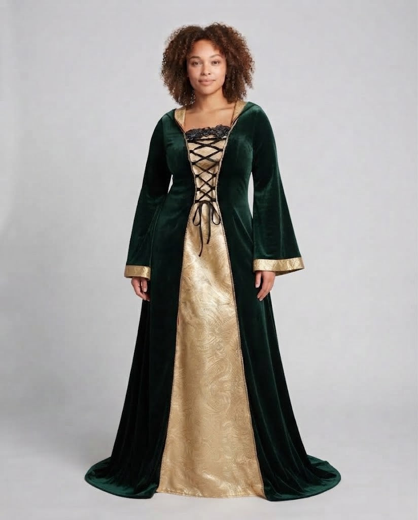 Women Elegant Gown-Dress in Medieval Style Mune Fashion