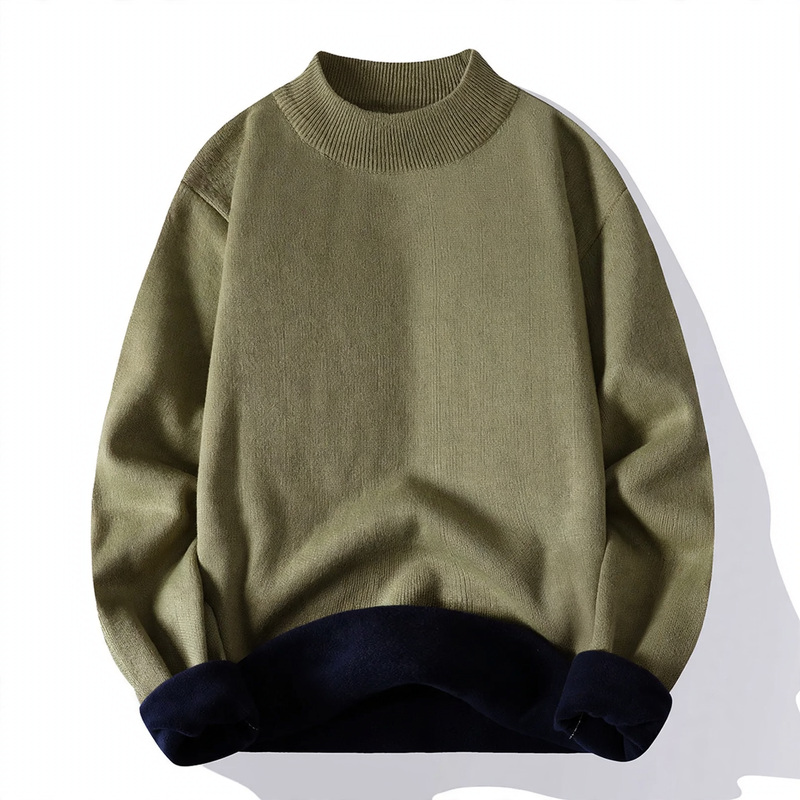 Men's sweater with stand-up collar, padded, loose