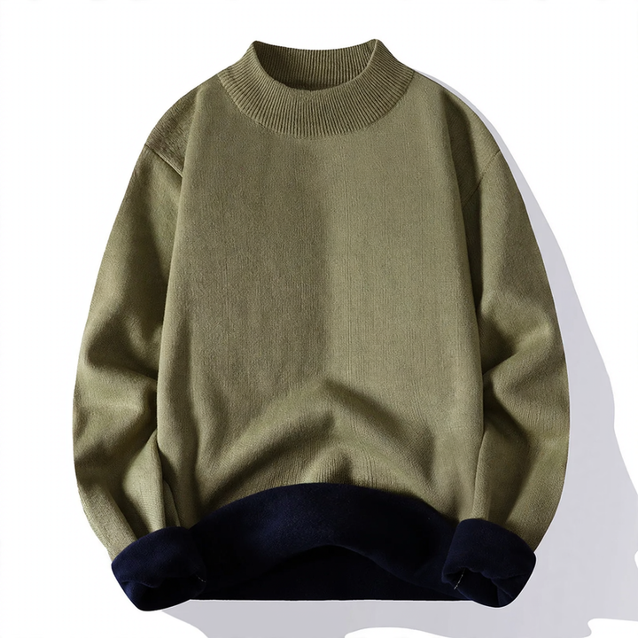 Men's sweater with stand-up collar, padded, loose