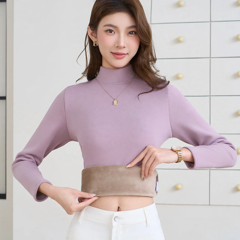 Padded women's long sleeve shirt with stand-up collar