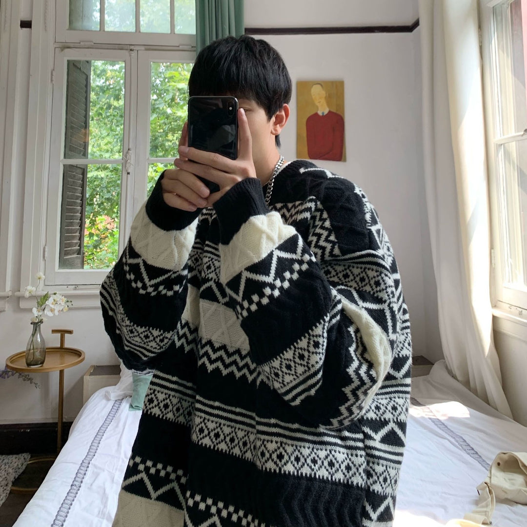 Retro knitting sweater in vintage style