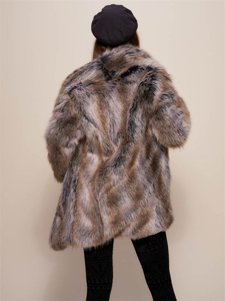 Fashionable faux fur coat for ladies