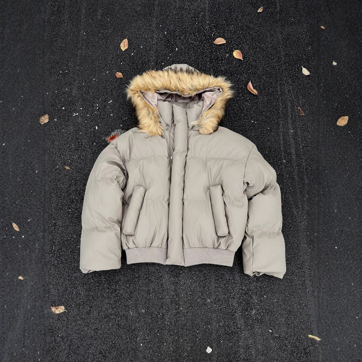 Padded men's jacket made of PU leather