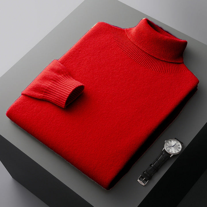 Men's wool pullover, roll neck, 350g, warm