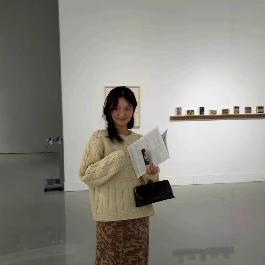 Korean knit sweater with snowflake pattern