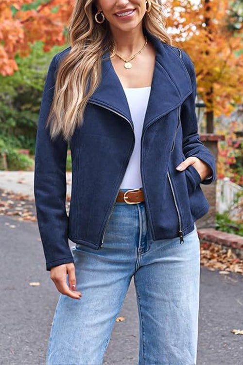 Mune | Up Pocketed Faux Suede Motorcycle Jacket (In 7 Colors)