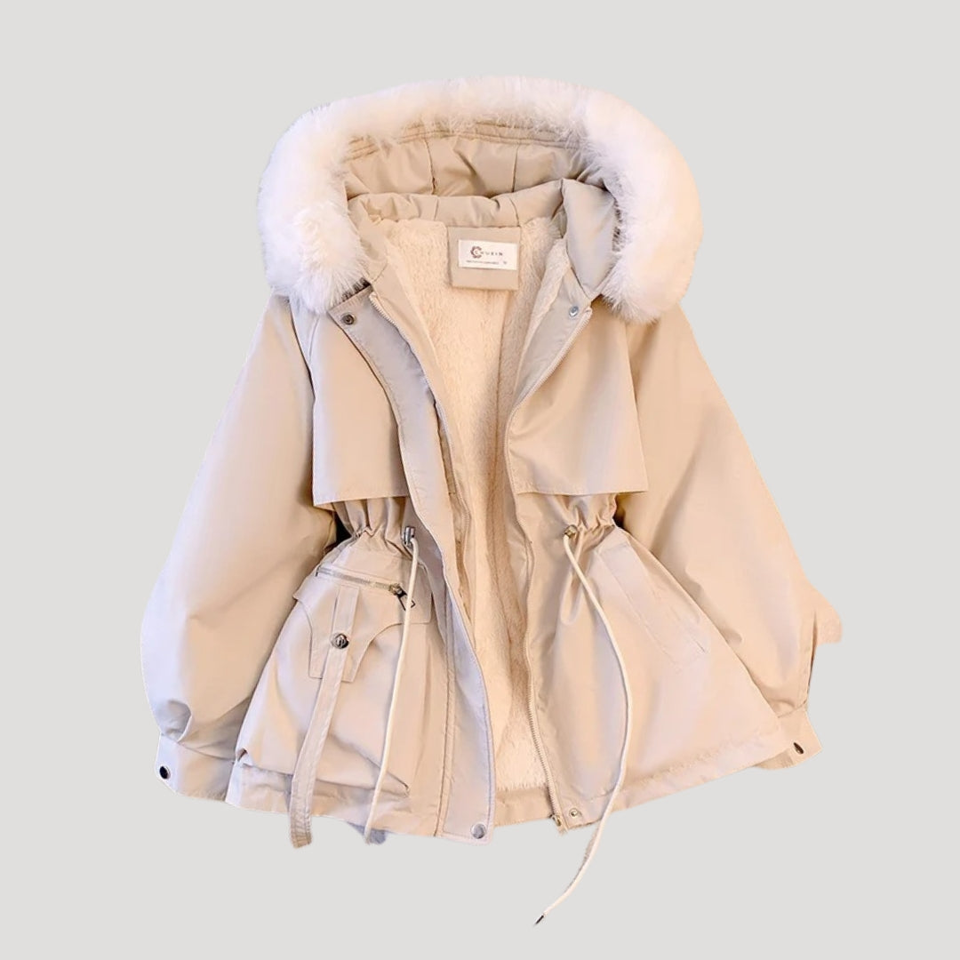 Mune | Women's winter parka coat with faux fur hood
