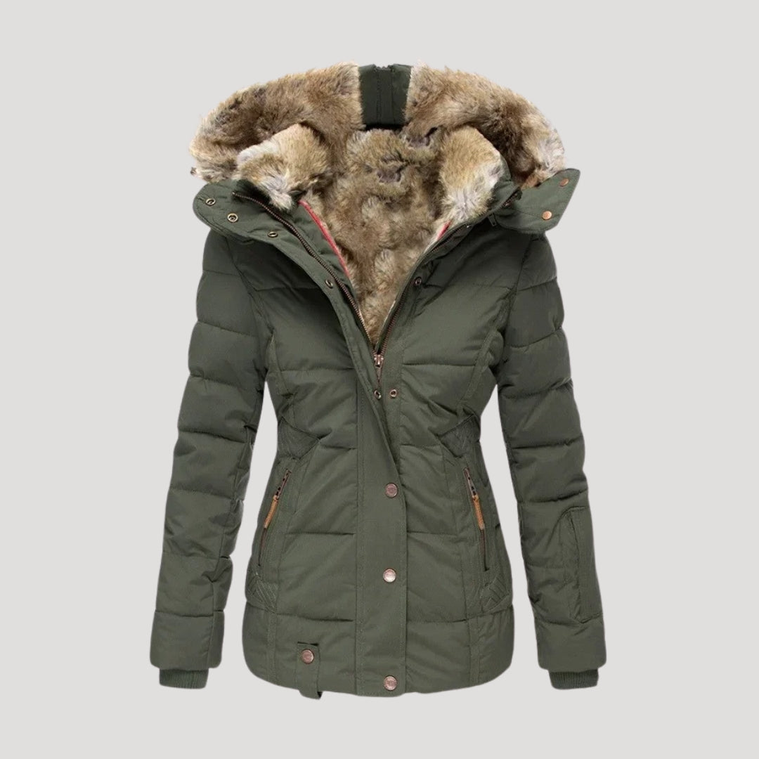 Mune | Women's Padded Winter Coat with Faux Fur Collar Jacket