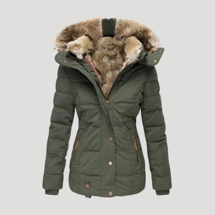 Mune | Women's Padded Winter Coat with Faux Fur Collar Jacket