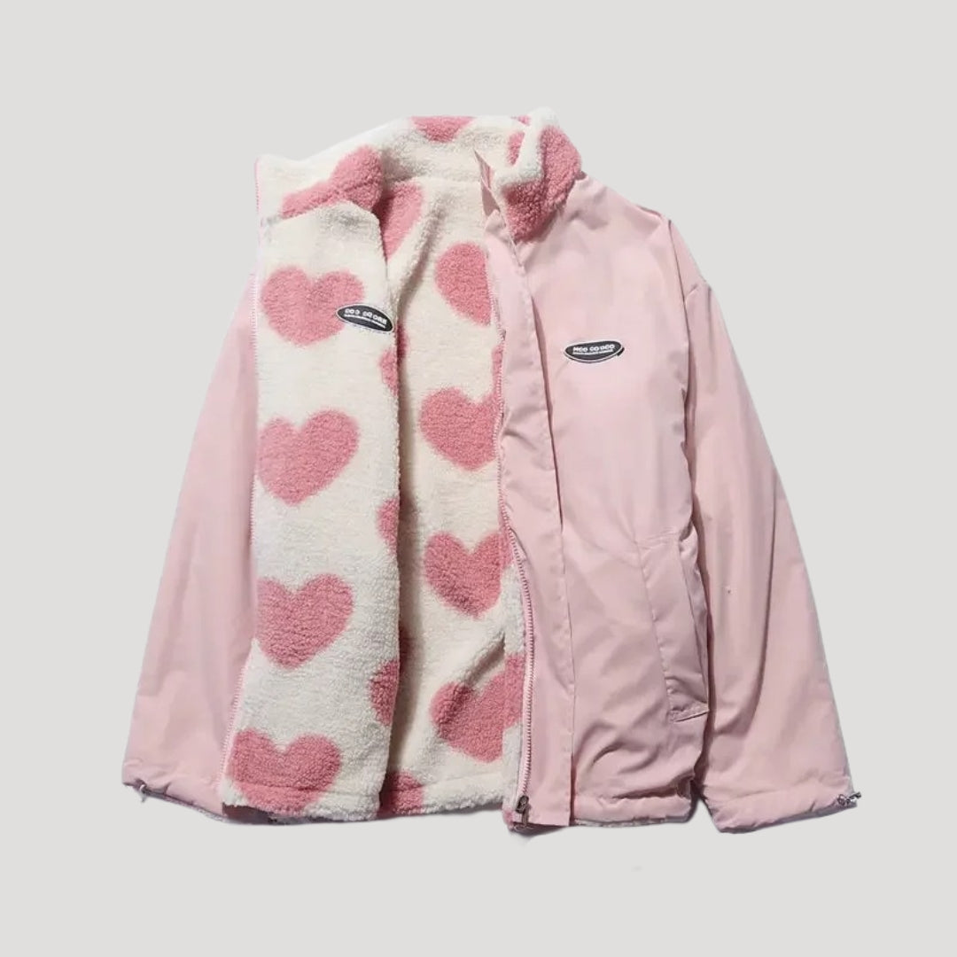 Mune | Women's reversible fleece jacket with heart motif