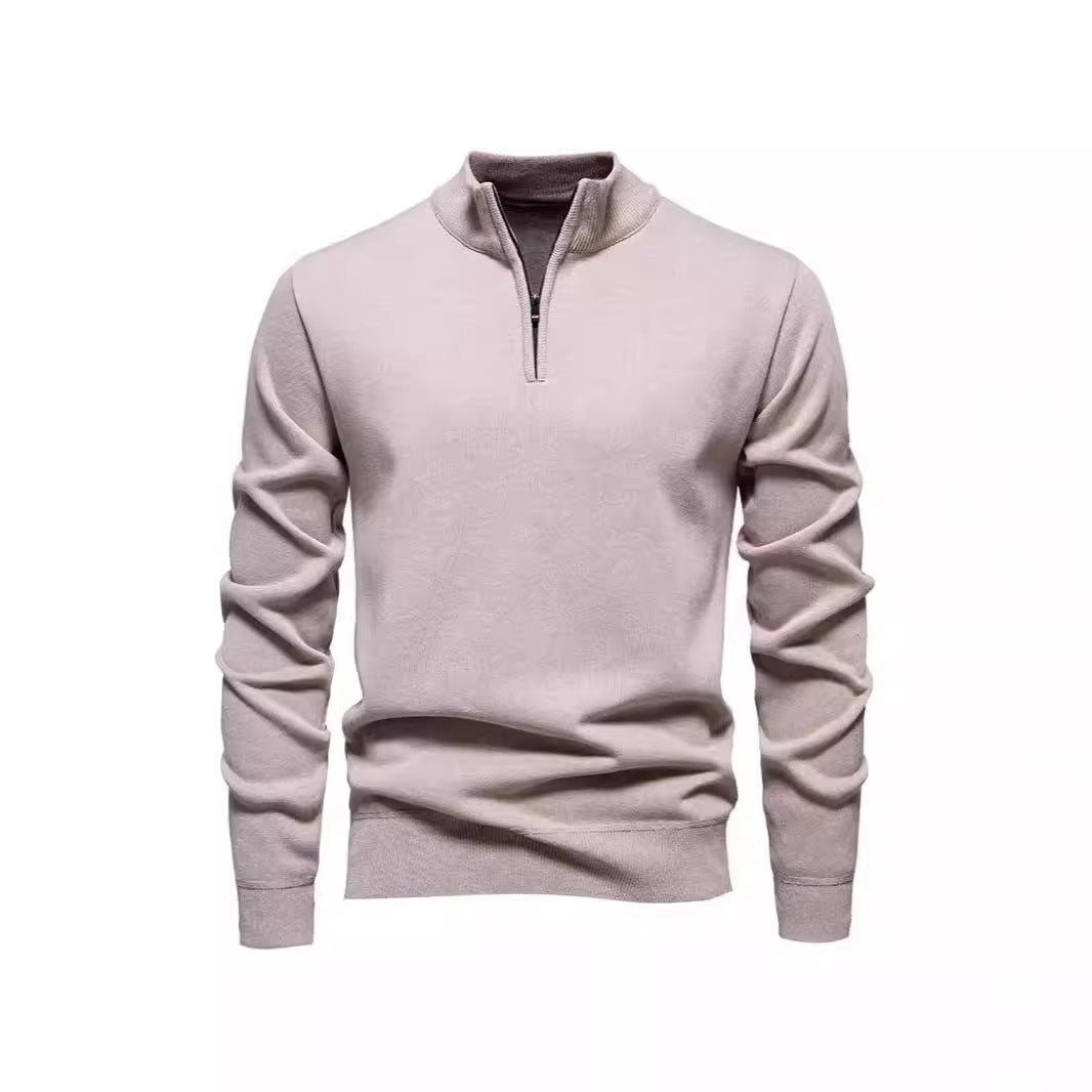 Slimmer knit sweater with stand-up collar and zipper