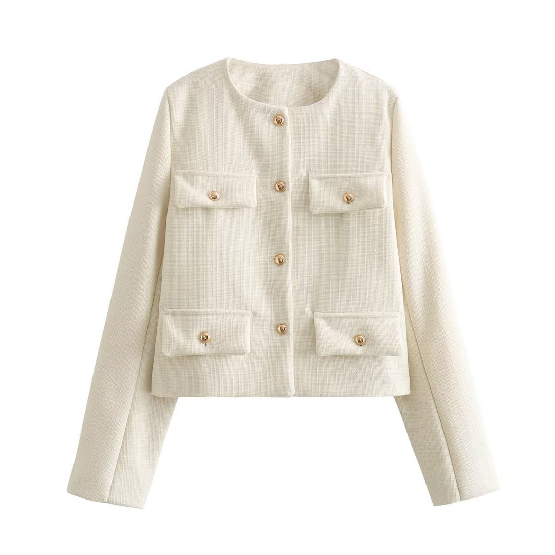 Mune | Neck Solid Color Single-Breasted Jacket