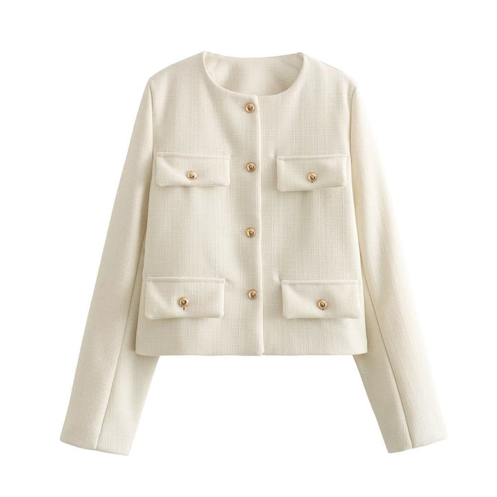 Mune | Neck Solid Color Single-Breasted Jacket