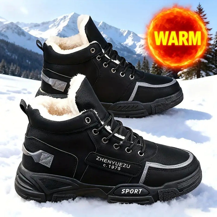 Padded men's winter boots, high shaft
