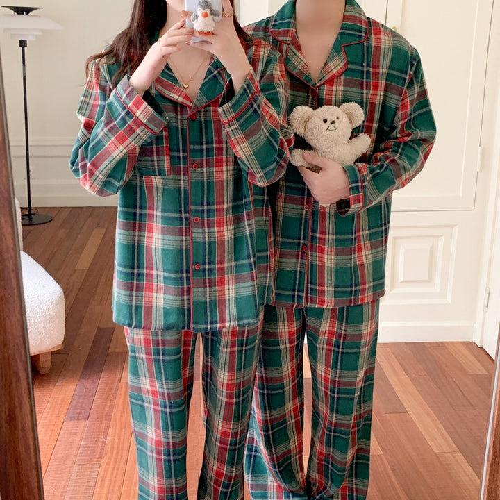 Christmas check house suit for women, brushed
