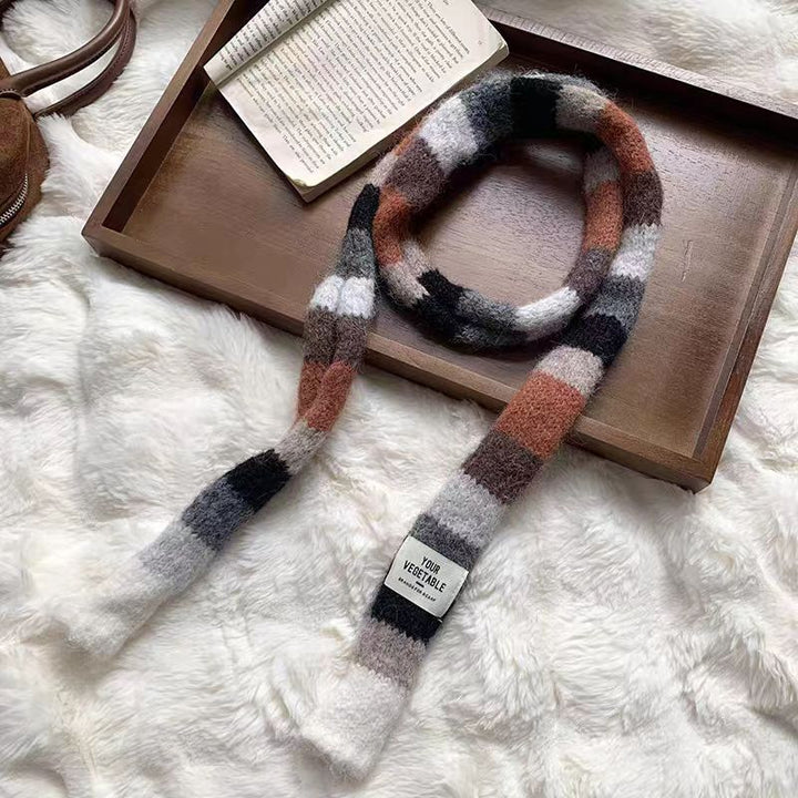 Narrow scarf with color stripes, 170x10cm