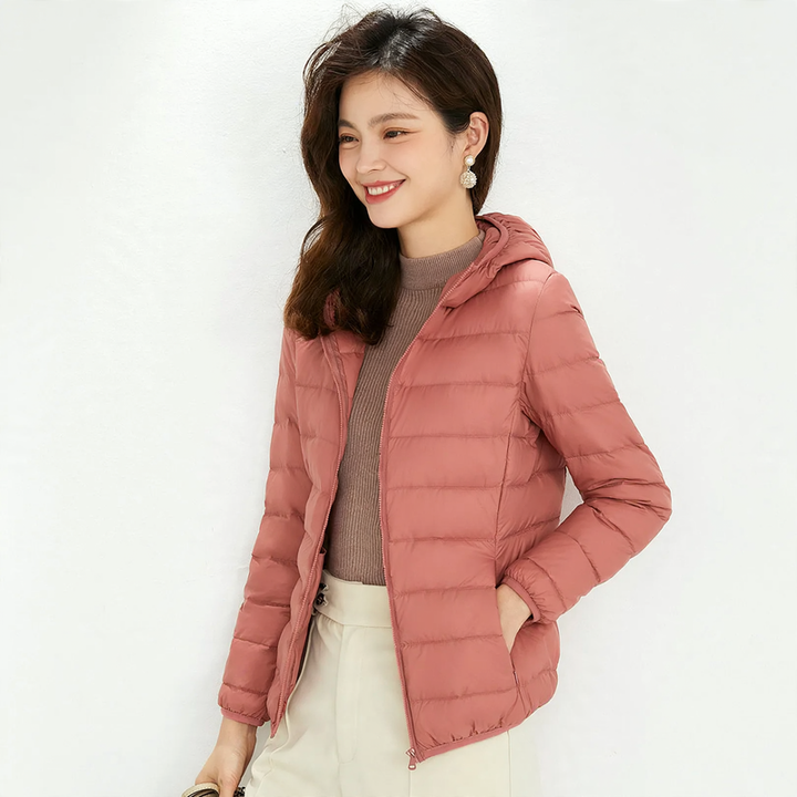 Lightweight down jacket with hood for women