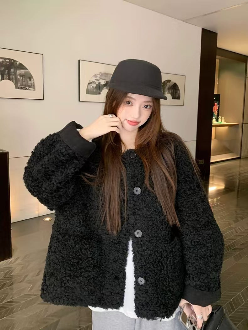 Fluffy Lambskin Look Jacket for Women