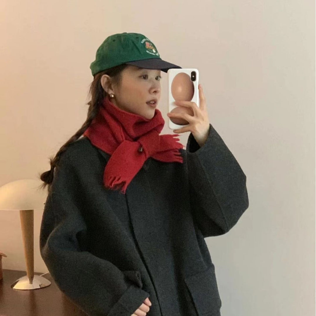 Merino wool scarf, solid color, 15x158cm