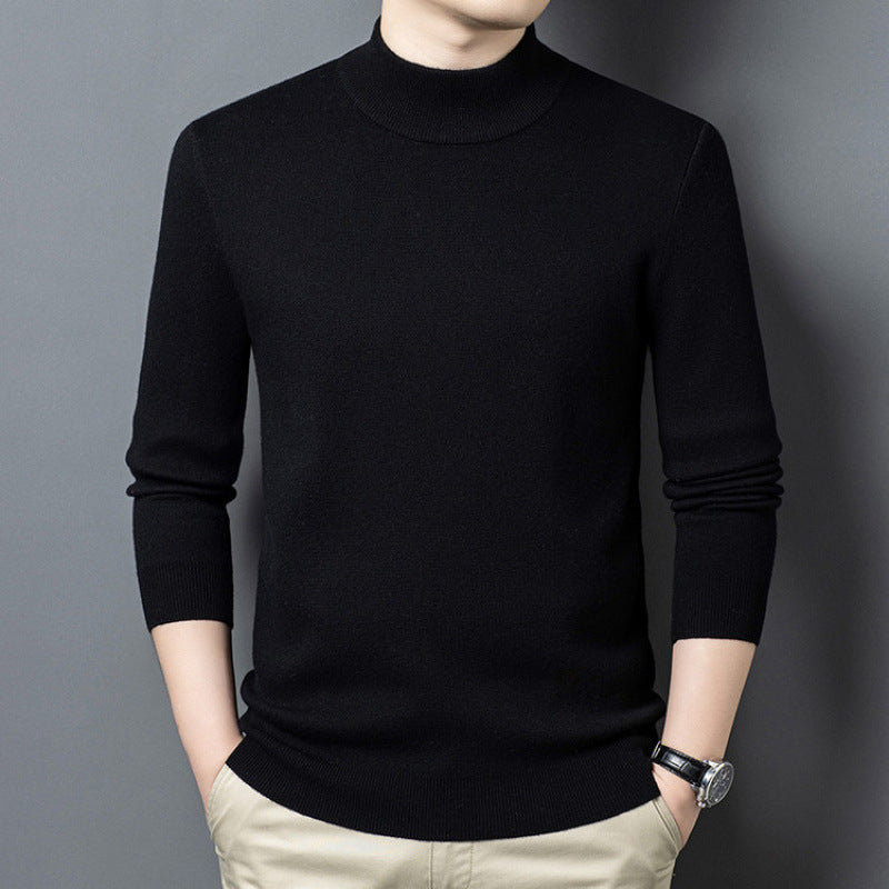 Fine-knit sweater with standing collar