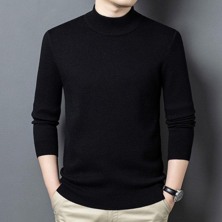Fine-knit sweater with standing collar
